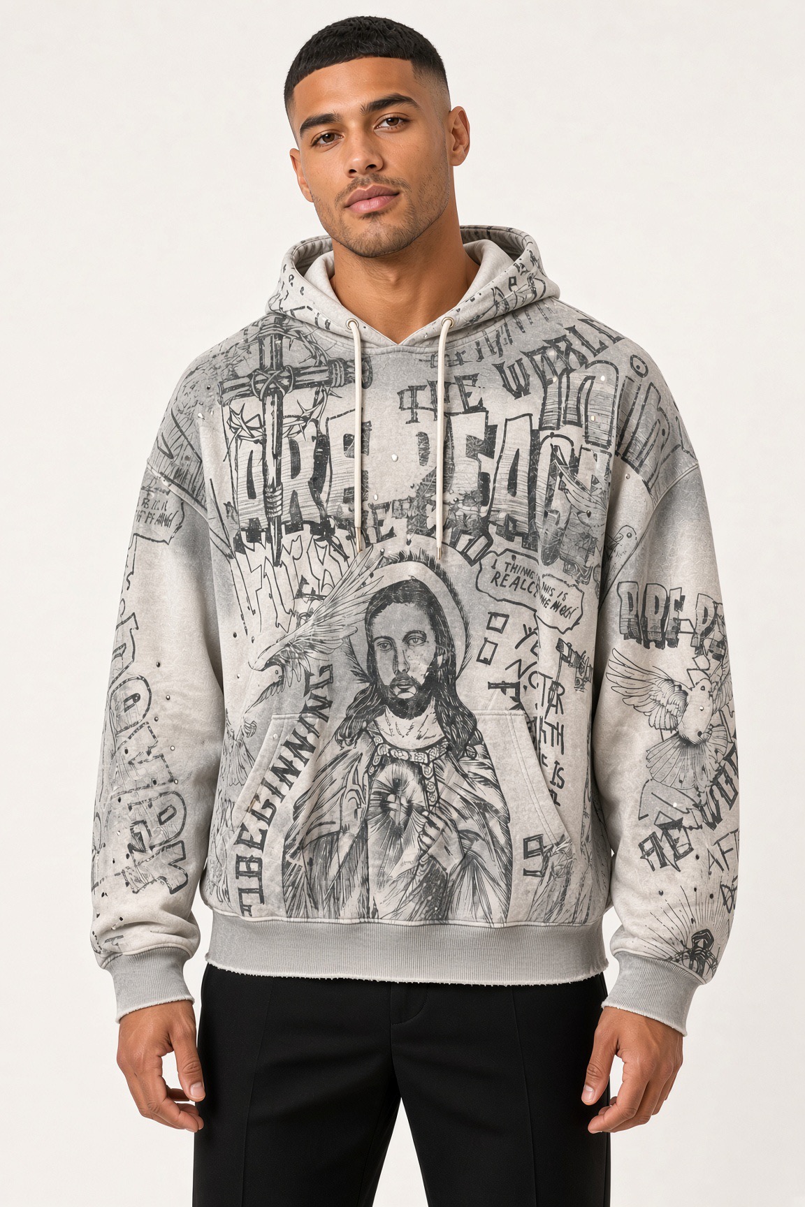 Religious Print Hoodie