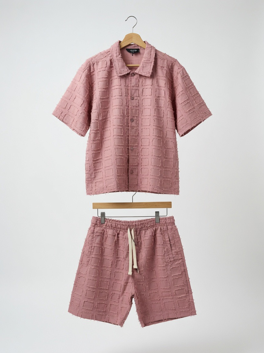 Pink Textured Set Flat