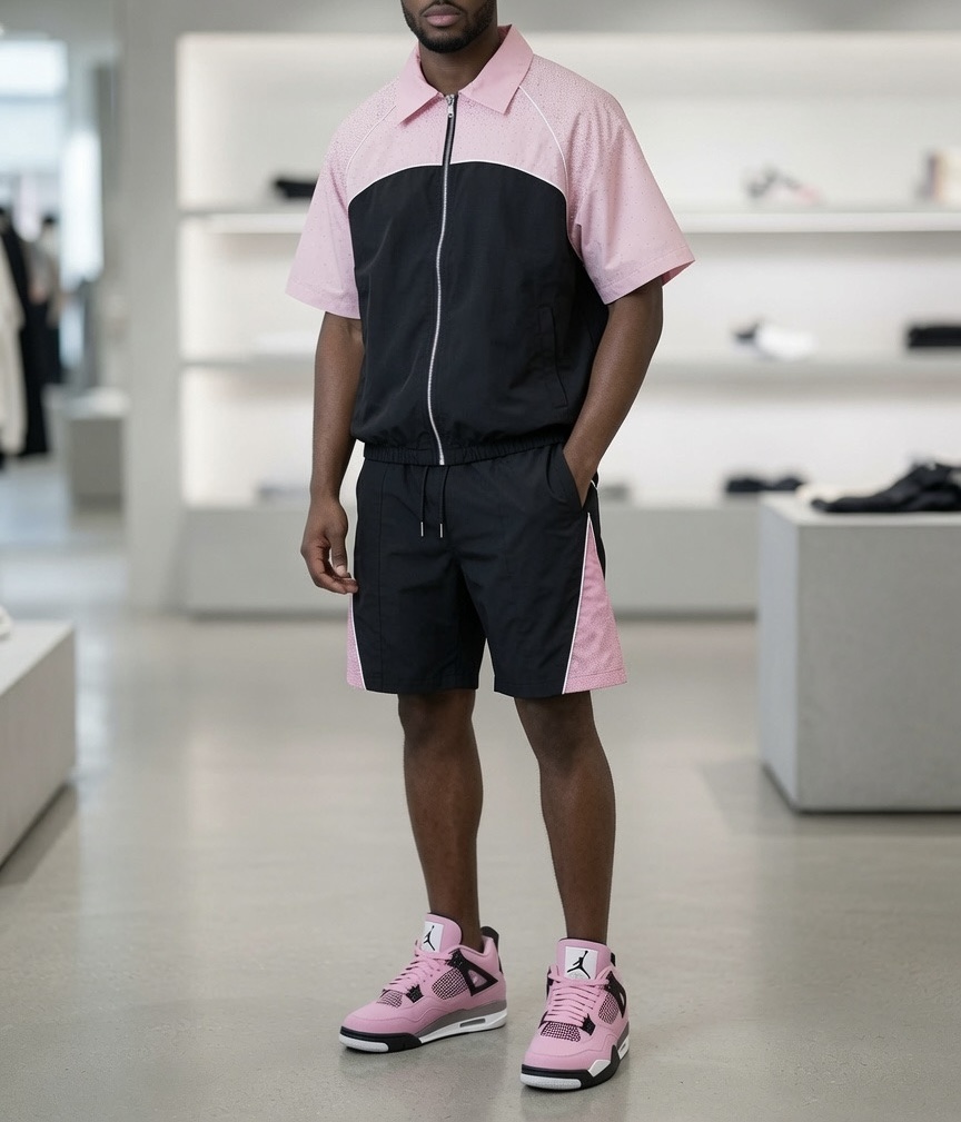 Colorblock Zip Set Pink