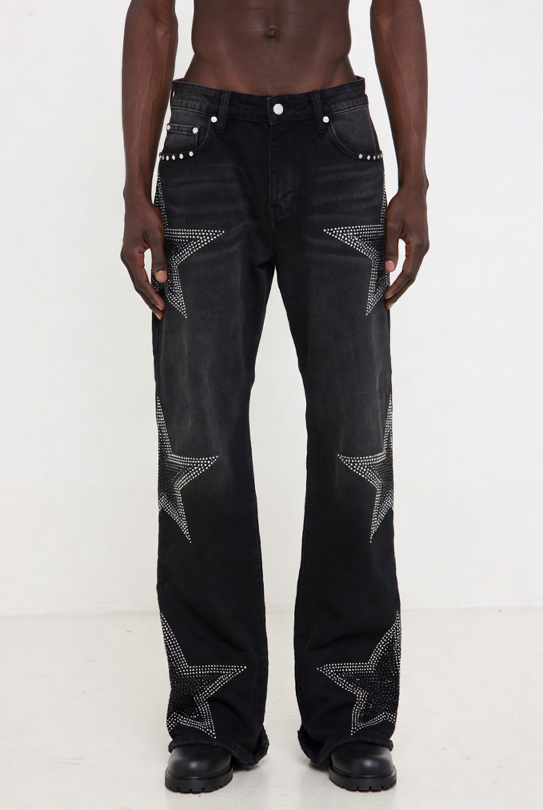 Star Rhinestone Jeans Black